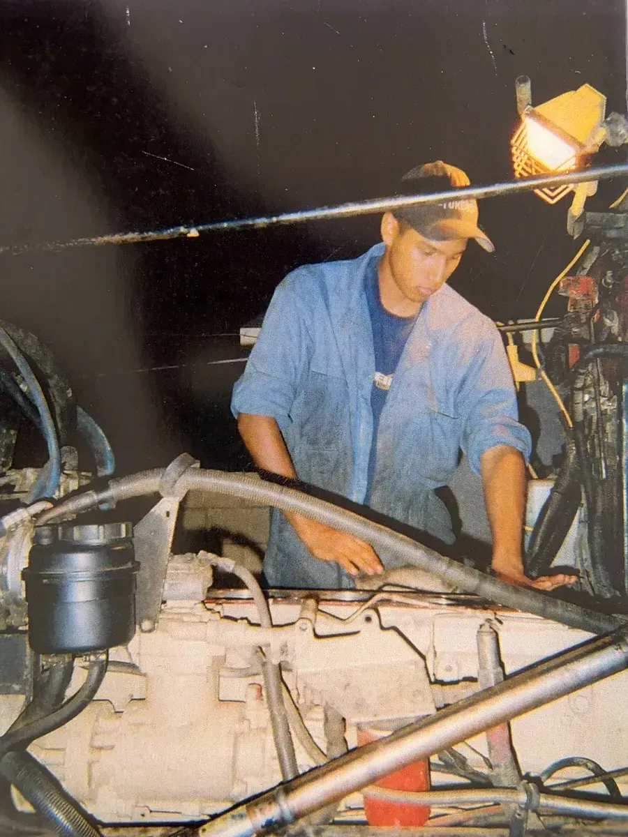 Eliud Tapia Building Cummins engine